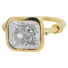 Certified 3ct Cut Diamond Engagement Ring bezel set in 18ct yellow gold 