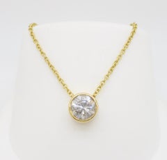 Collar Colgante Solitario Diamante Corte Brillante Redondo Certificado 3.05CT