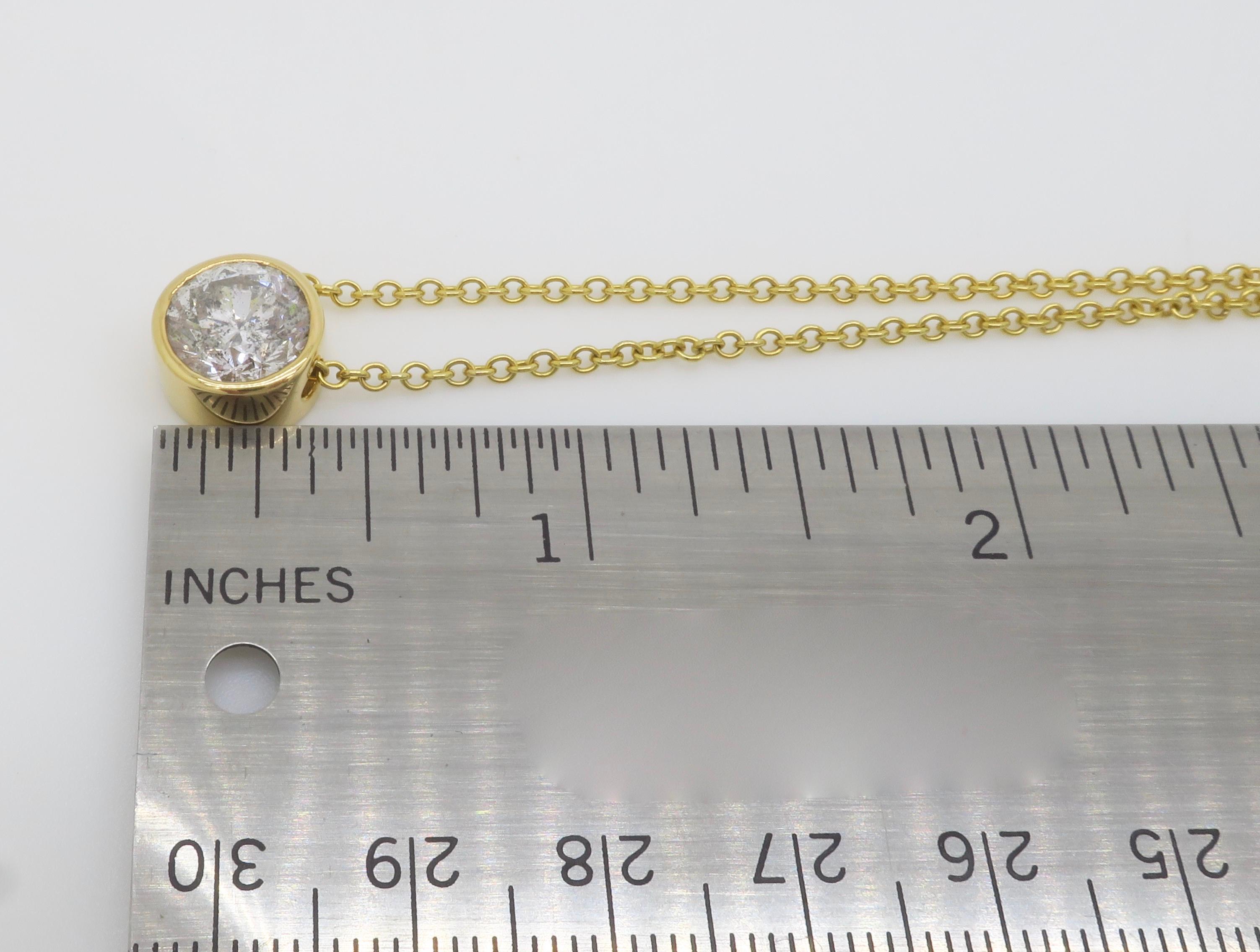 Collana con ciondolo solitario di diamanti taglio Brilliante rotondo certificato 3.05CT in vendita 3