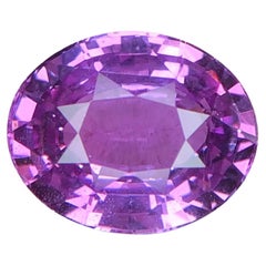 Certified 3.07 Carat Pinkish Purple Natural Sapphire Oval Cut Loose Gemstone