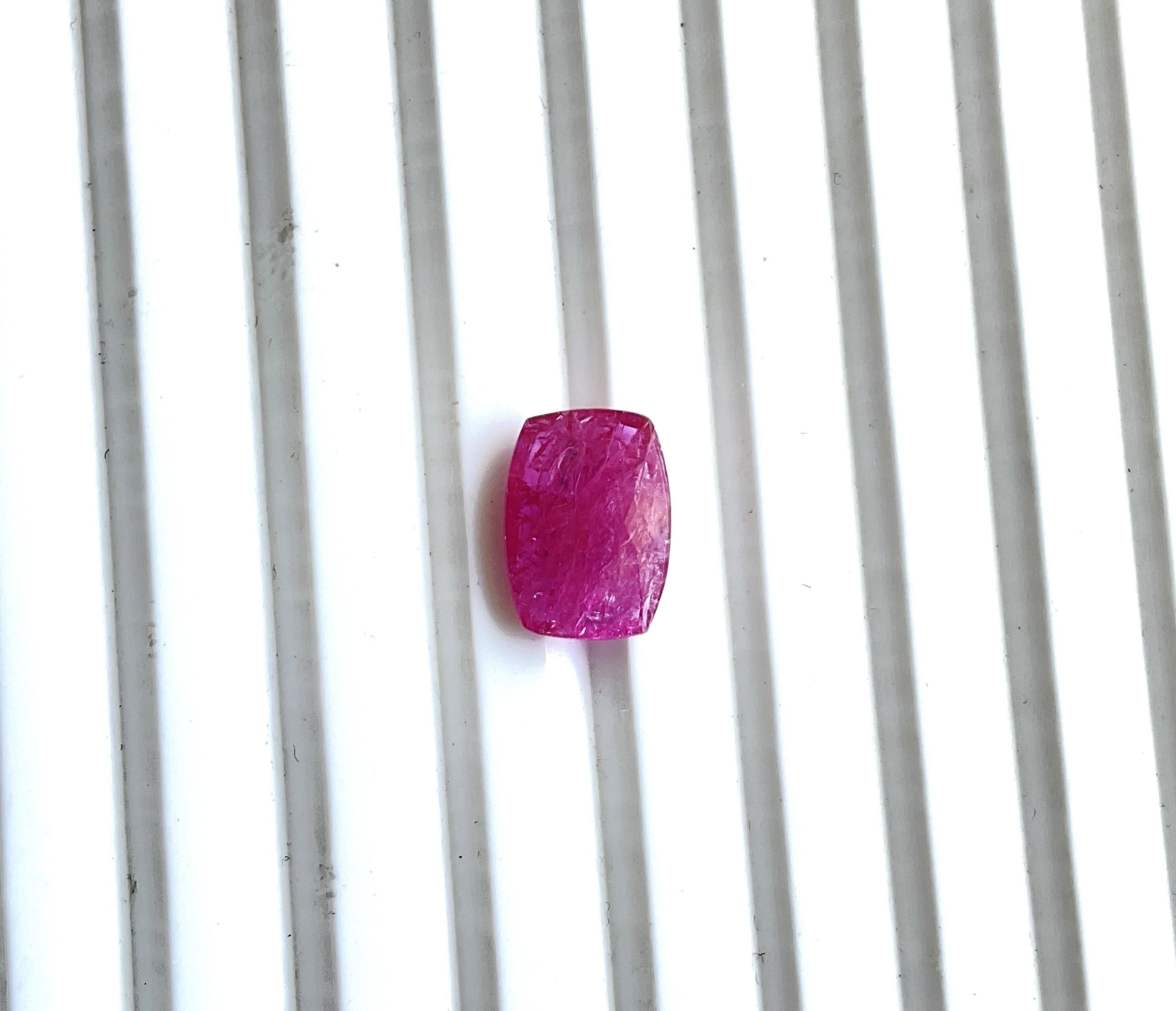 Cushion Cut Certified 3.09 Carats Mozambique Ruby Cushion Faceted Cut stone No Heat Natural