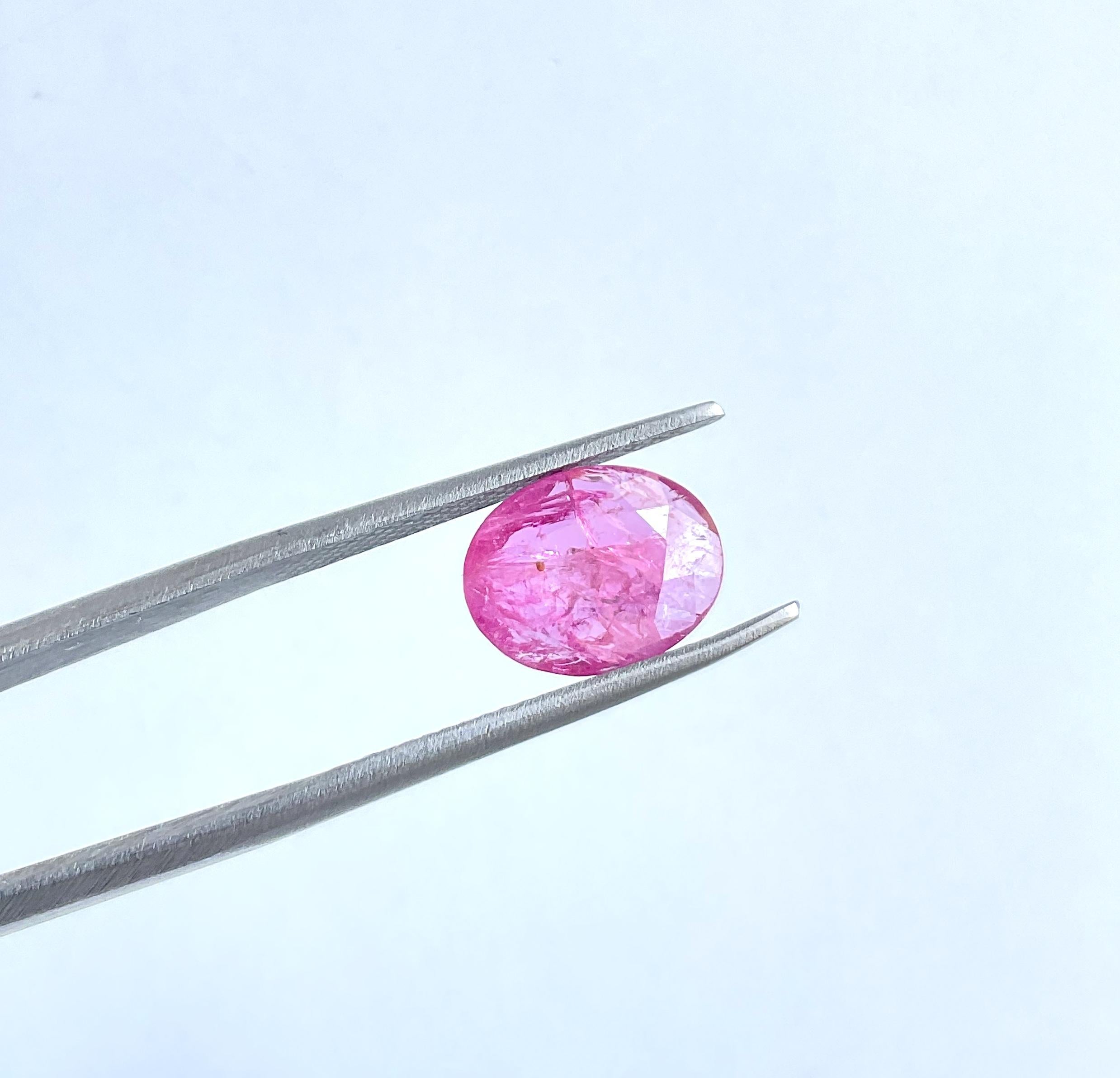 Women's or Men's Certified 3.09 Carats Mozambique Ruby Oval Faceted Cut stone No Heat Natural Gem