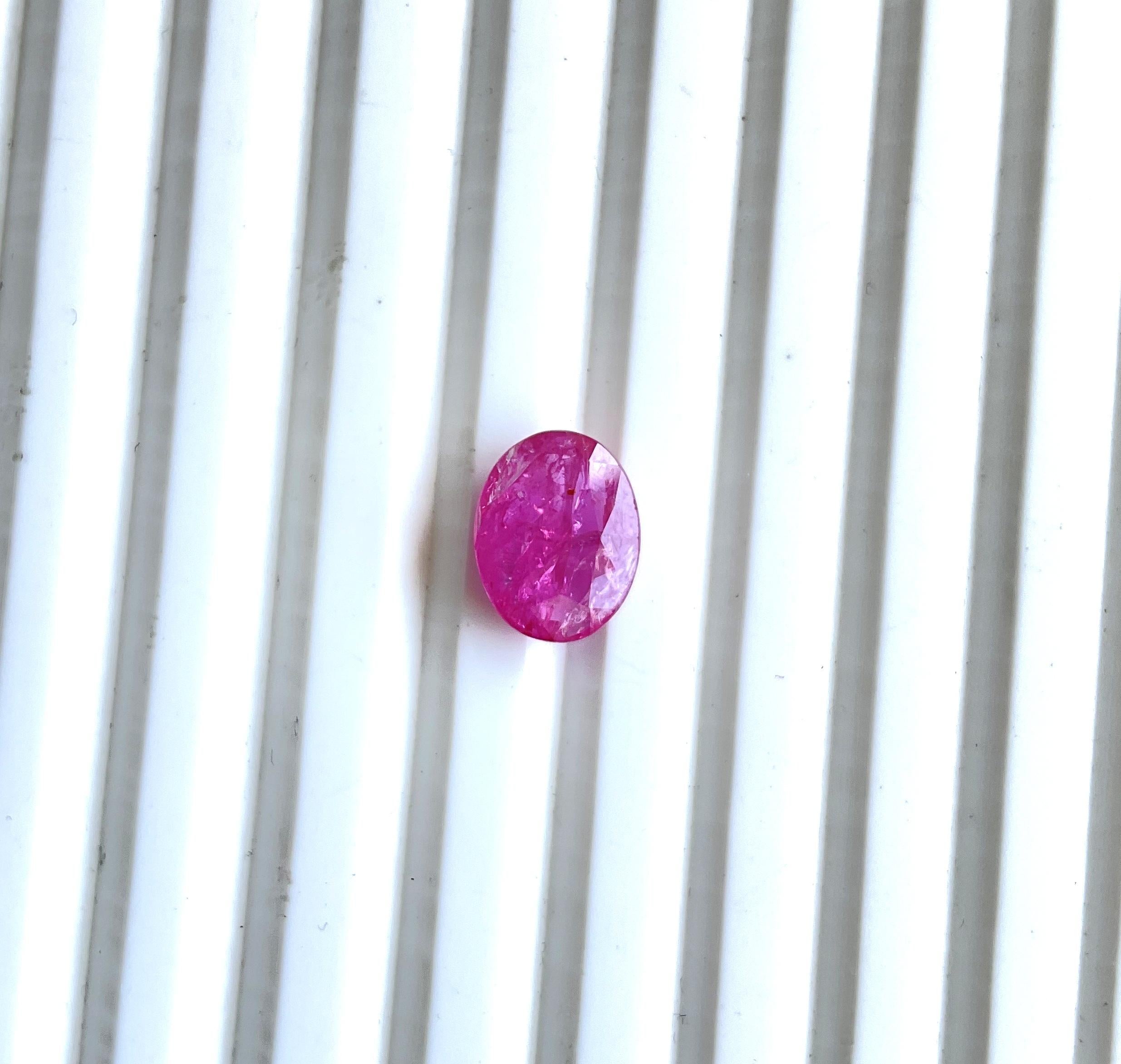 Certified 3.09 Carats Mozambique Ruby Oval Faceted Cut stone No Heat Natural Gem 1