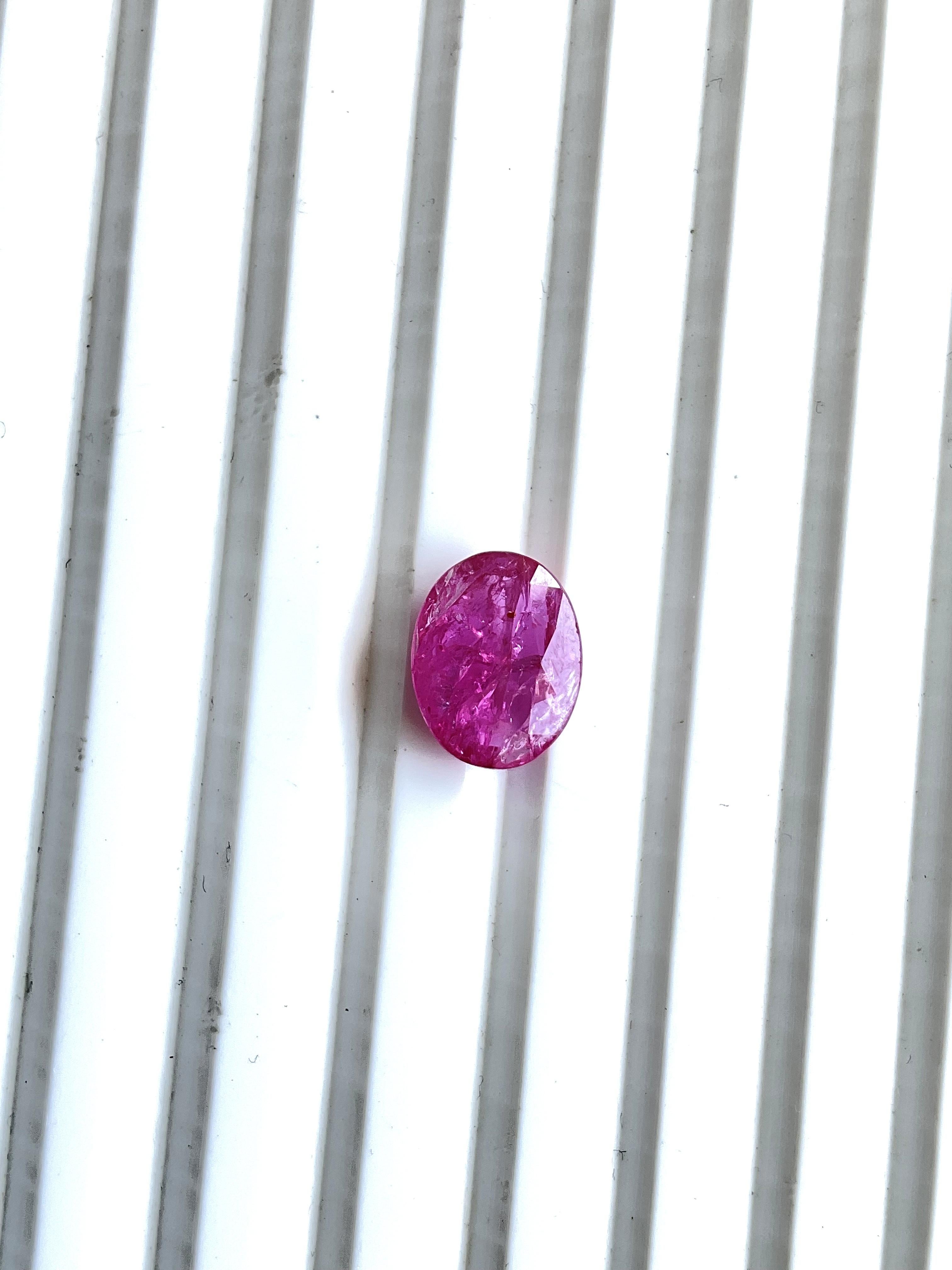 Certified 3.09 Carats Mozambique Ruby Oval Faceted Cut stone No Heat Natural Gem 2