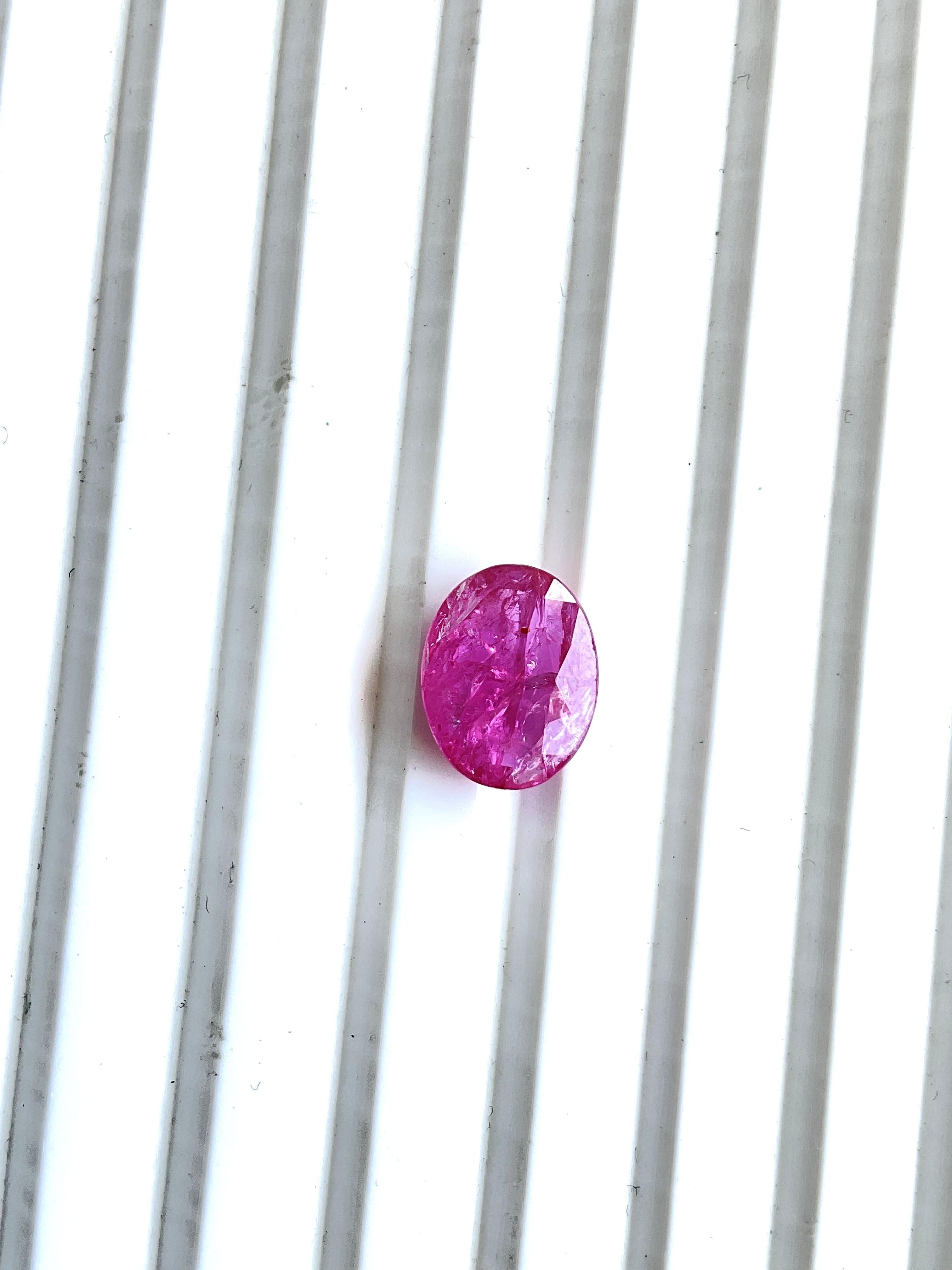 Certified 3.09 Carats Mozambique Ruby Oval Faceted Cut stone No Heat Natural Gem 3