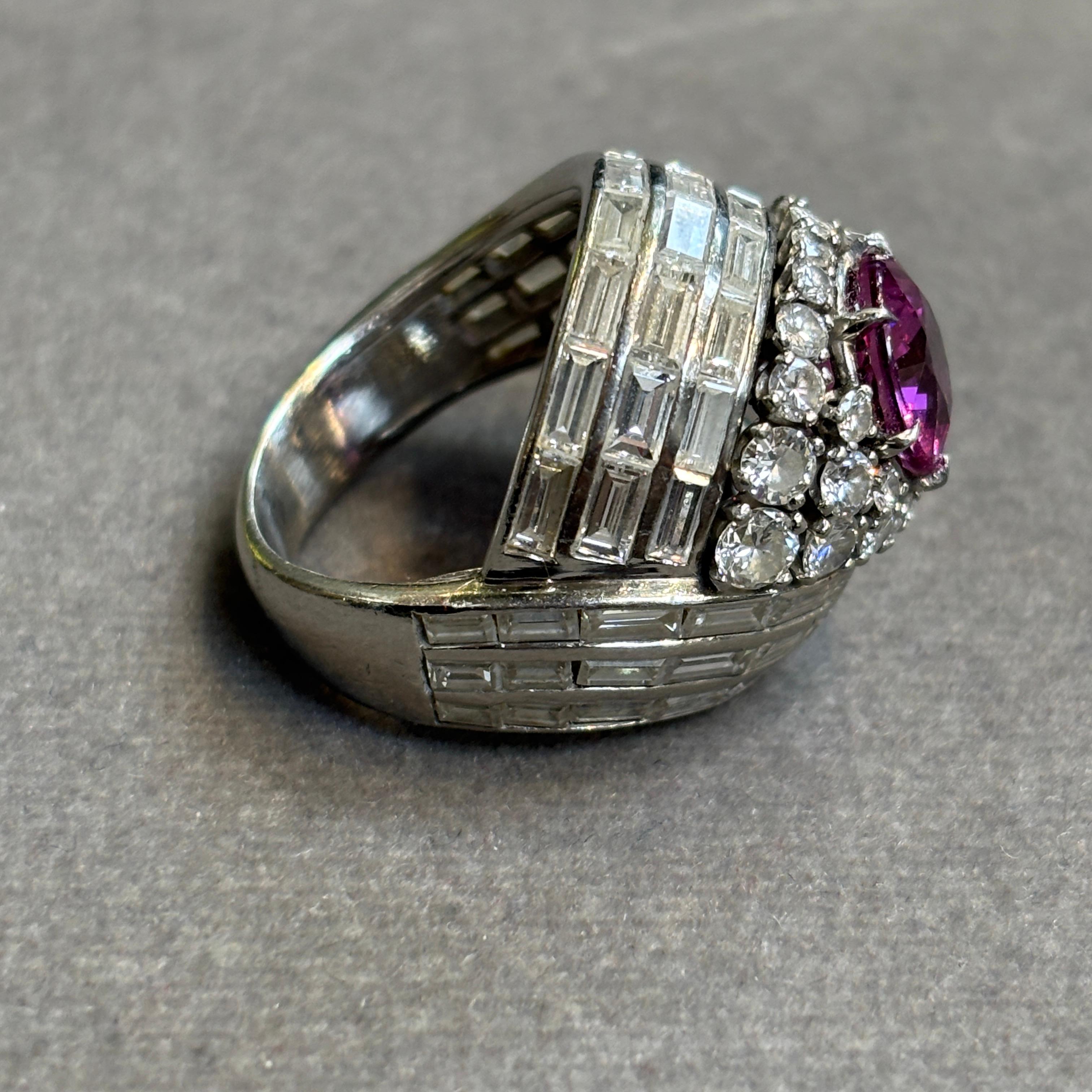 Anello certificato con zaffiro rosa e diamante da 3,10 carati in vendita 3