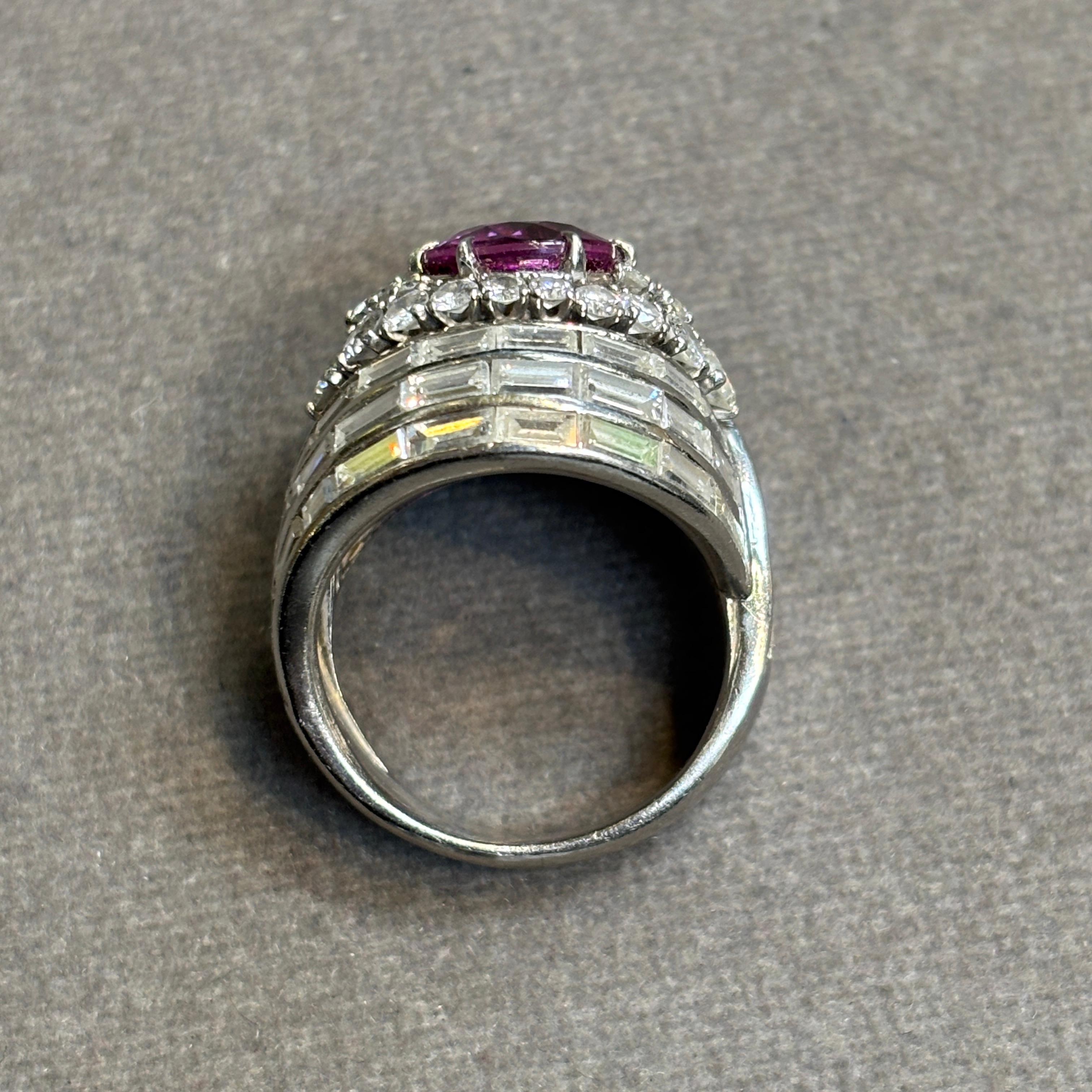 Anello certificato con zaffiro rosa e diamante da 3,10 carati in vendita 4