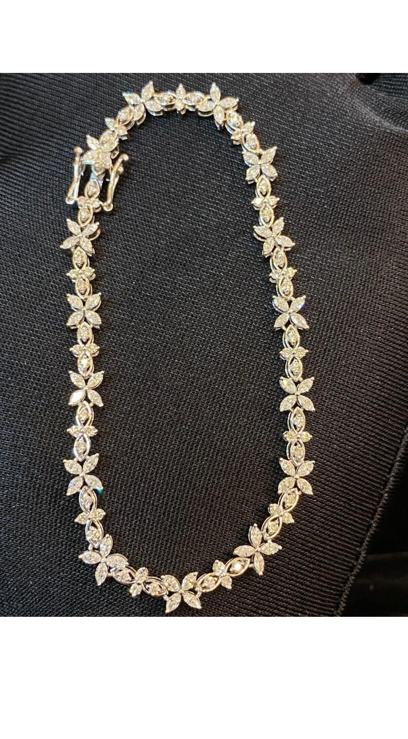 Certified 3.12 Carats Marquise/Round Shape Diamonds 18K Gold Bracelet For Sale 6