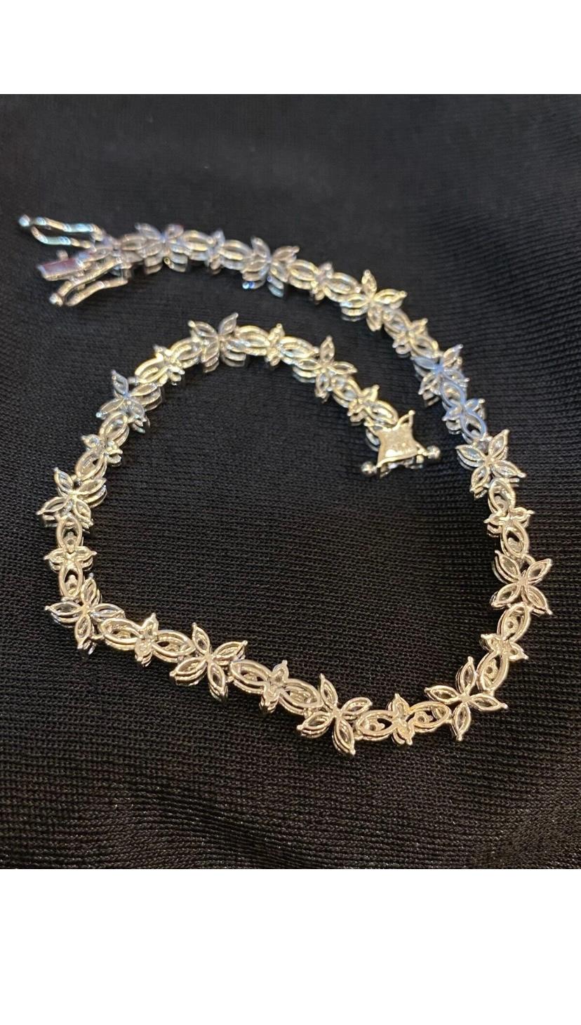 Certified 3.12 Carats Marquise/Round Shape Diamonds 18K Gold Bracelet For Sale 1