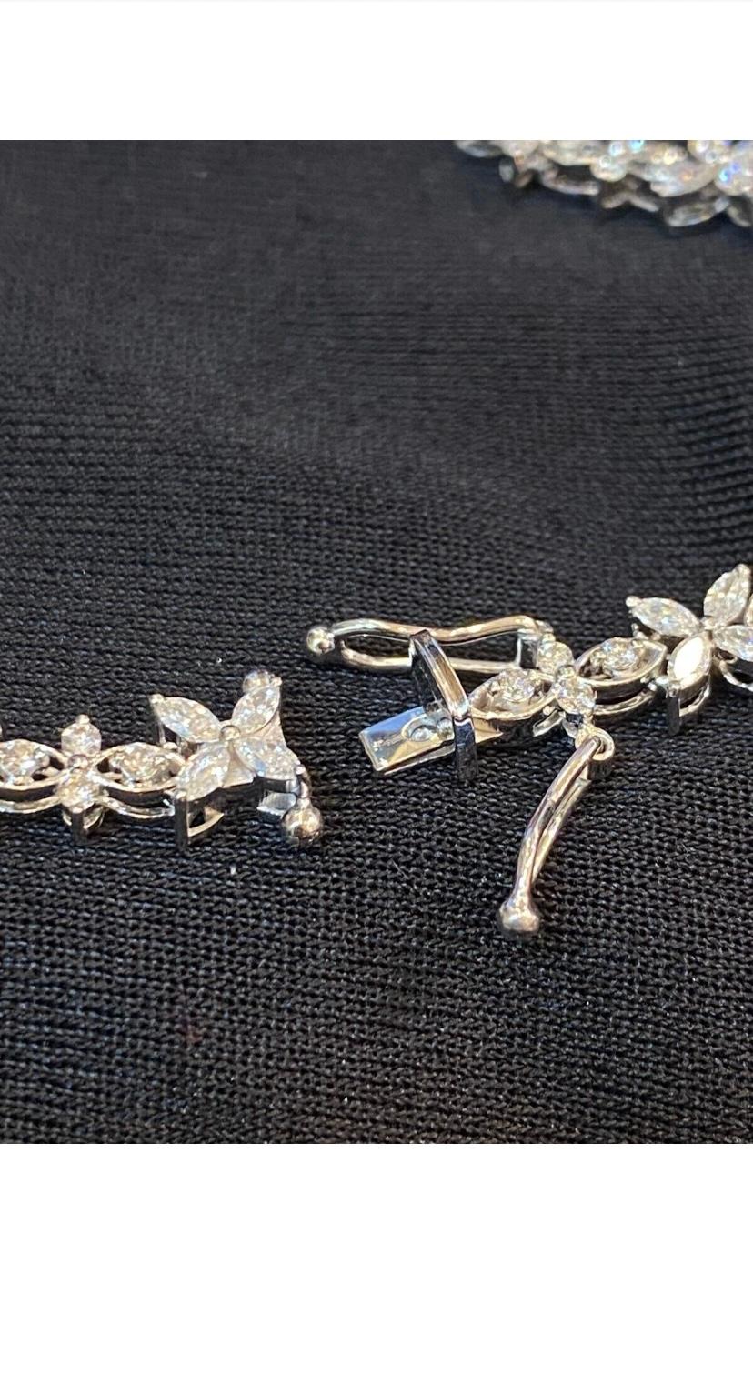 Certified 3.12 Carats Marquise/Round Shape Diamonds 18K Gold Bracelet For Sale 2