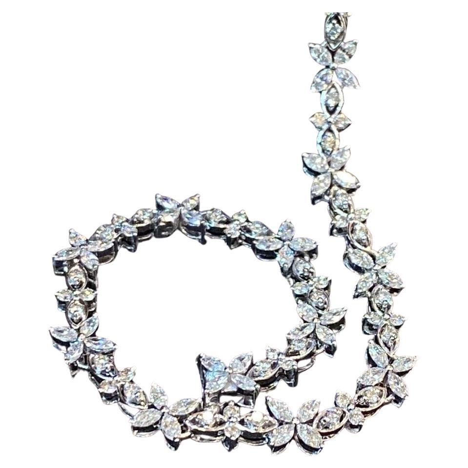Certified 3.12 Carats Marquise/Round Shape Diamonds 18K Gold Bracelet