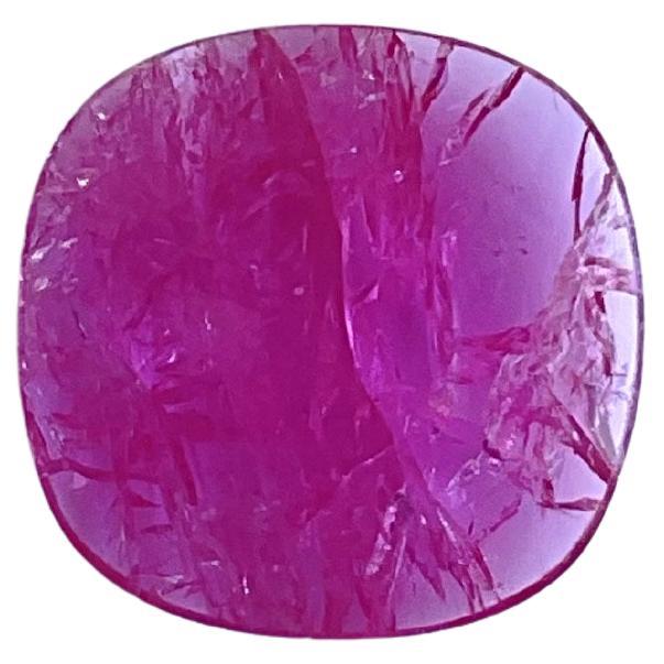 Rubí de Mozambique certificado de 3.13 quilates Piedra tallada facetada en cojín Sin calor Natural