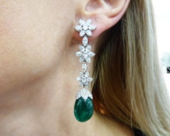 Spectra Fine Jewelry, Certified Colombian Emerald Diamond Garland Earrings