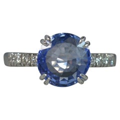 Certified 3.15 Carat No Heat Ceylon Sapphire Diamond 18 Carat White Gold Ring Certified 3.15 Carat No Heat Ceylon Sapphire Diamond 18 Carat White Gold Ring