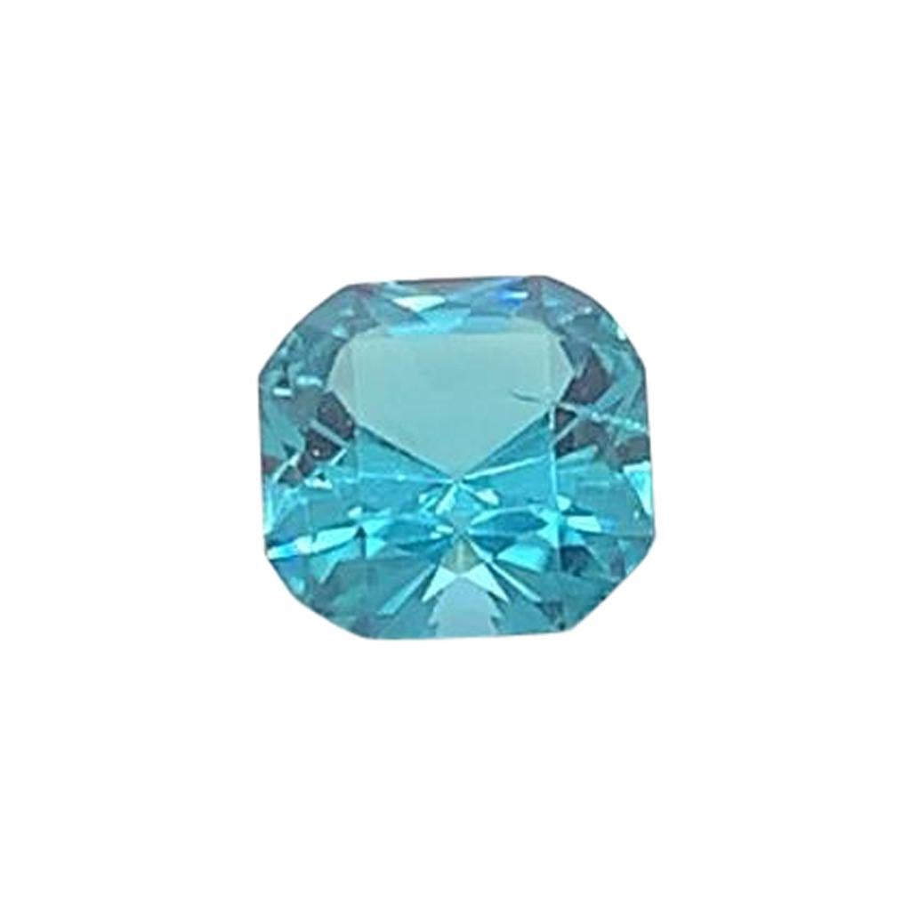 Certified 3.15 Carat Square Cushion Cut Natural Blue Tourmaline For Sale