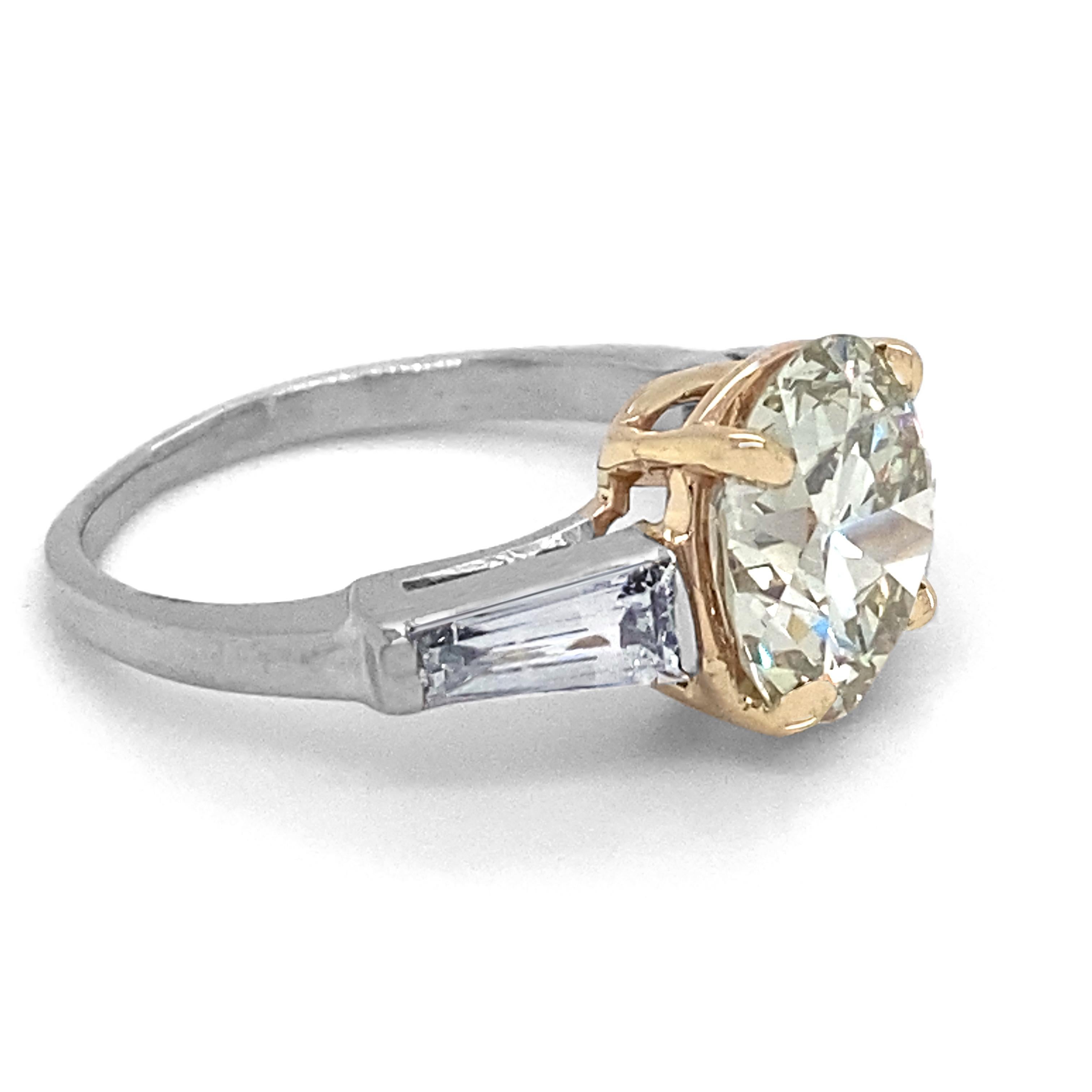 Certified 3.16 Carat Transitional Cut Diamond in Platinum & Gold 3-Stone Ring 6
