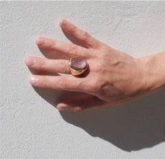 Certified 31.70 Carat Rose Quartz Scarab Ring