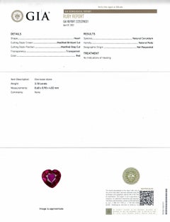 CERTIFIED 3.18 Carat HEART shape Ruby and Diamond Engagement Ring in Platinum (Bague de fiançailles en forme de cœur avec rubis et diamant)