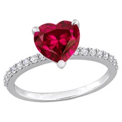 Anello di fidanzamento con rubino e diamanti a forma di cuore da 3,18 carati CERTIFICATO in platino