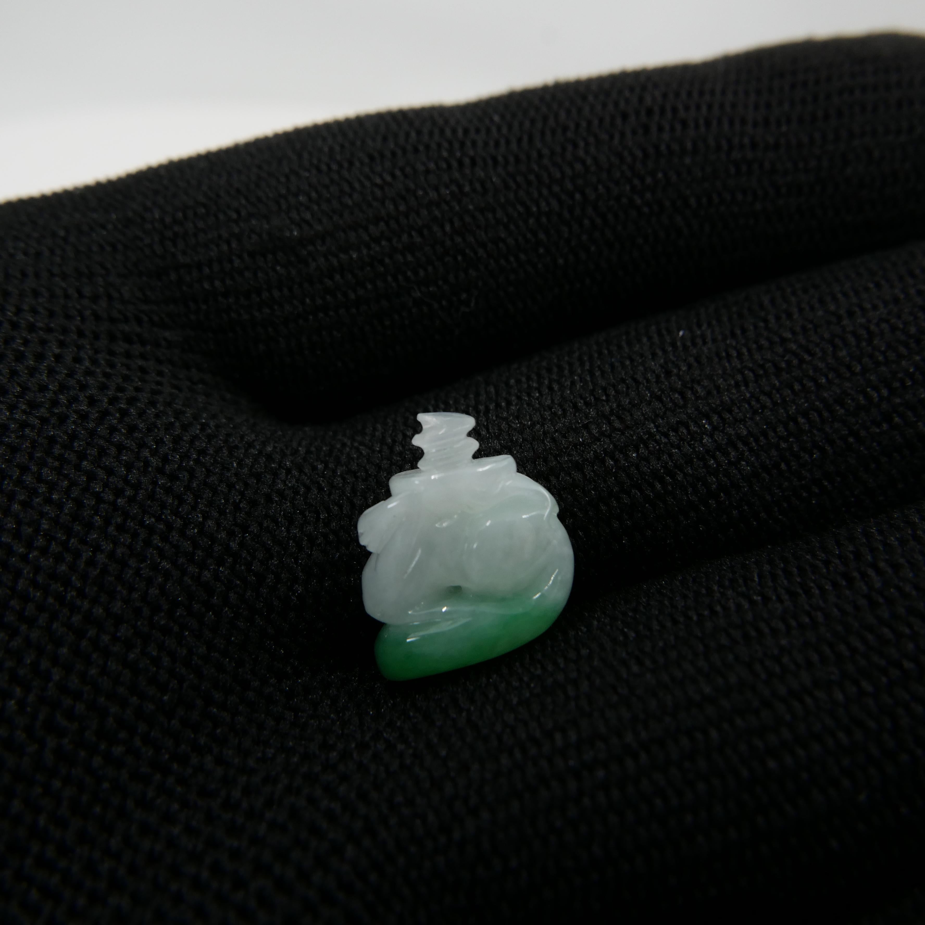 Colgante de Jade Certificado Botella de Perfume, Botella de Rapé, Funcional. 22 mm x 18 mm en venta 5