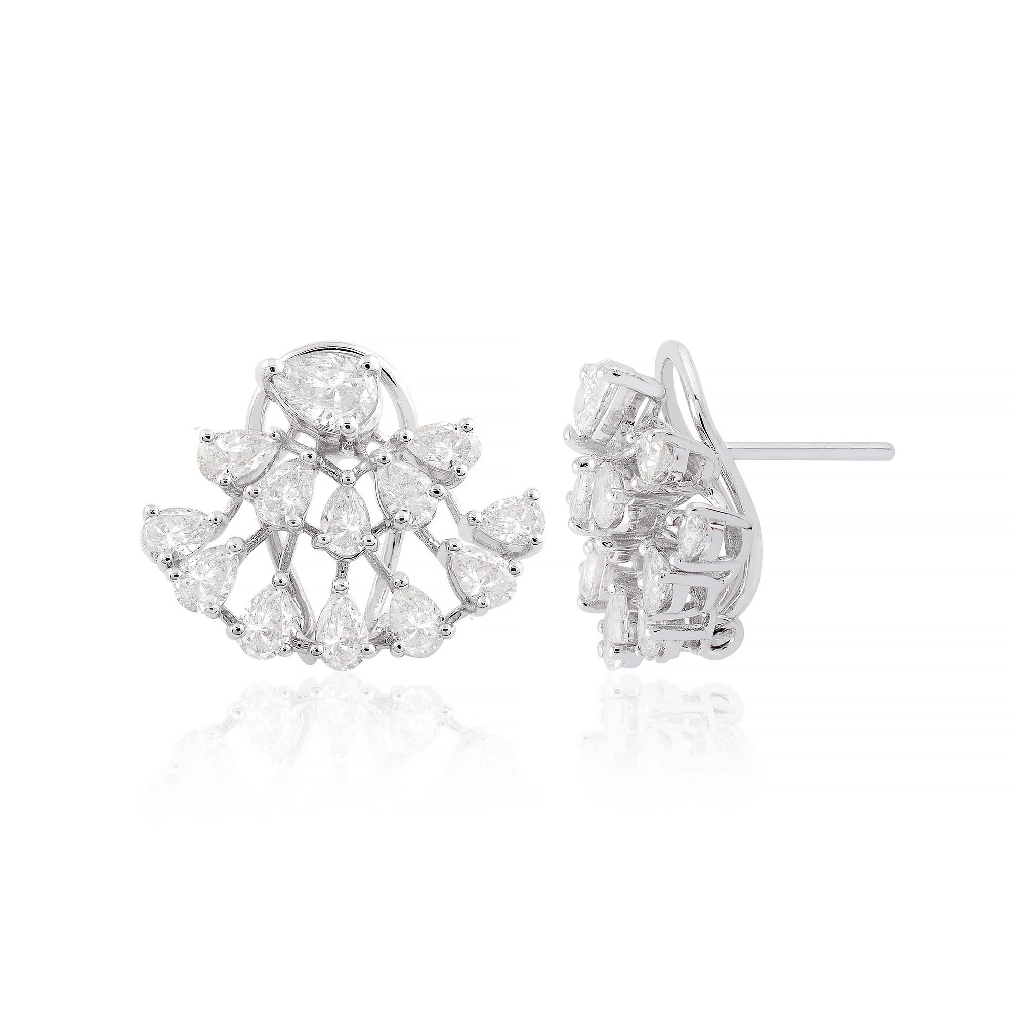 Boucles d'oreilles en or fin 14 carats 3,20 ct de diamant naturel taillé en poire Neuf - En vente à Diera, Dubai