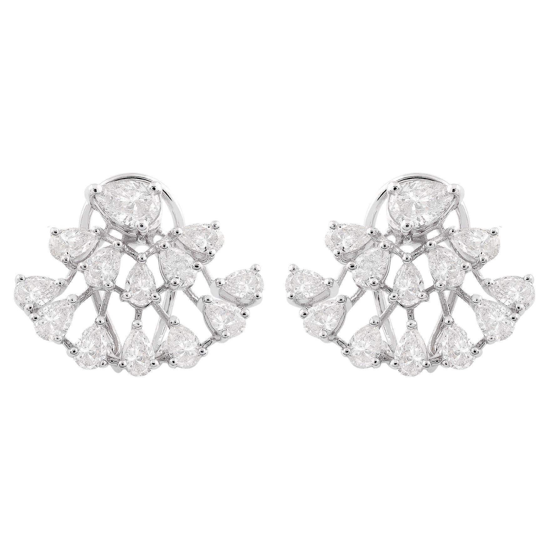 Boucles d'oreilles en or fin certifié 3,20 carats de diamant naturel taillé en poire