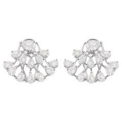 Certified 3.20Ct Pear Cut Natural Diamond Stud Earrings In 18K Fine Gold Jewelry
