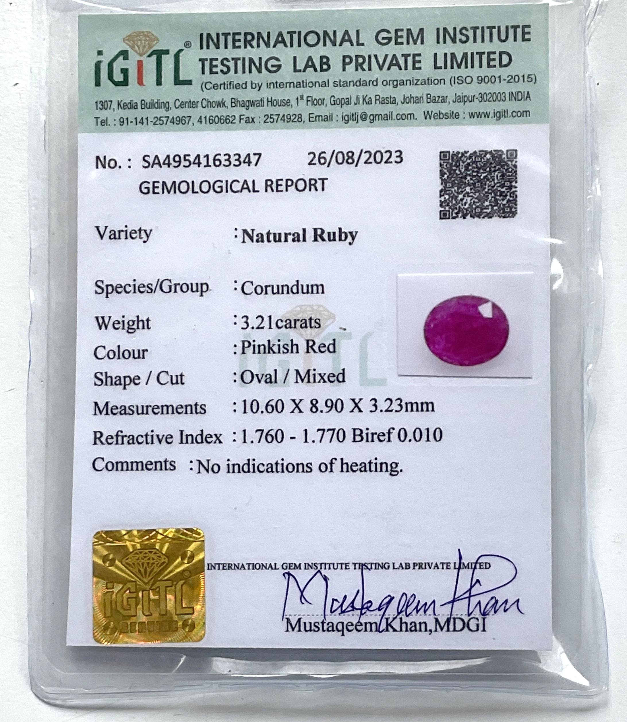 Zertifiziert 3.21 Karat Mosambik Rubin Oval Facettenschliff Stein keine Hitze natürlichen Edelstein 2