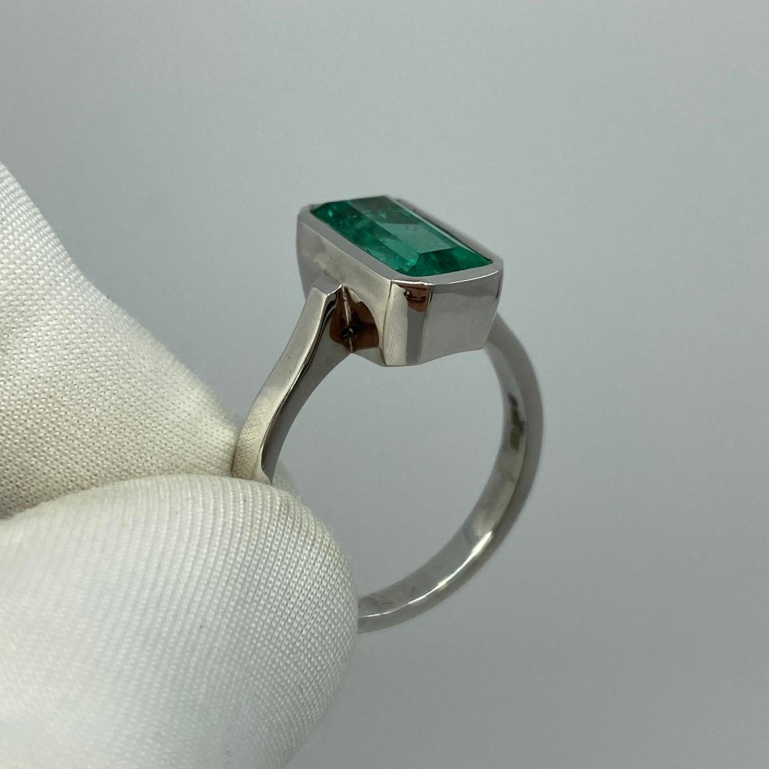 Certified 3.22 Carat Colombian Emerald Chivor Mine 18 Karat Gold Solitaire Ring 8