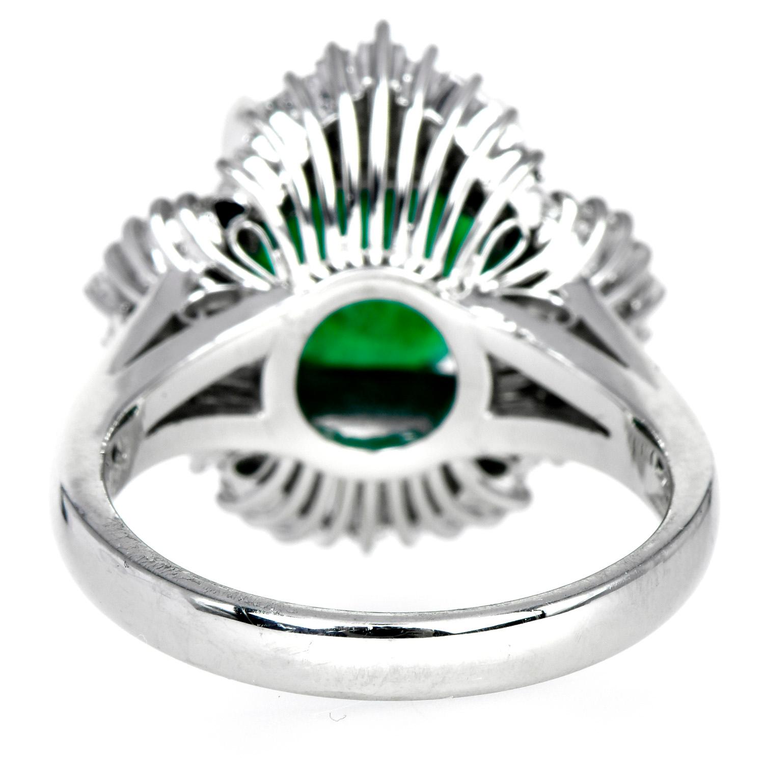 Certified 3.22ct Muzo Colombian Emerald Diamond Platinum Ballerina Ring 1
