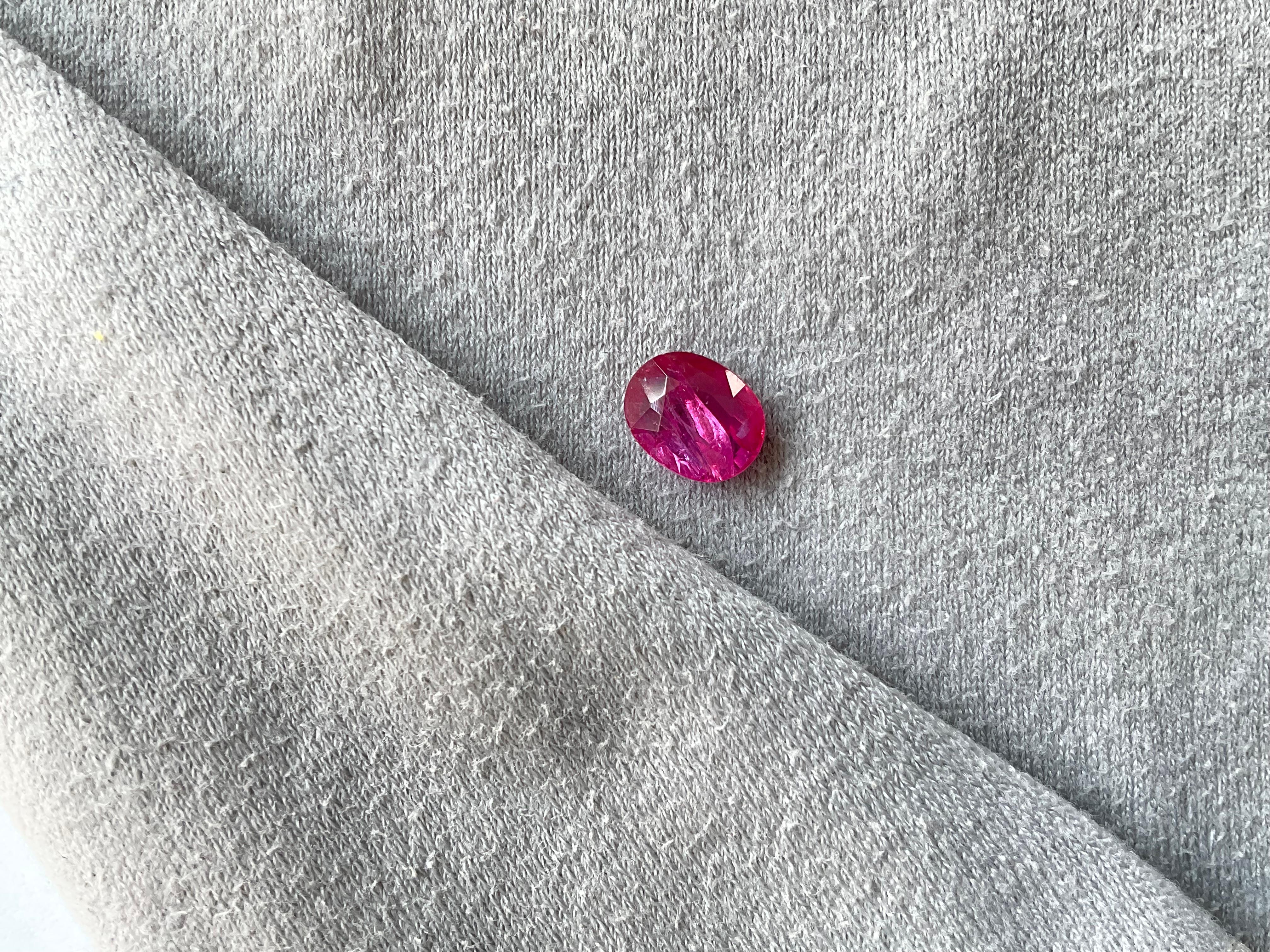 Art Deco Certified 3.24 Carats Mozambique Ruby Oval Faceted Cutstone No Heat Natural Gem For Sale