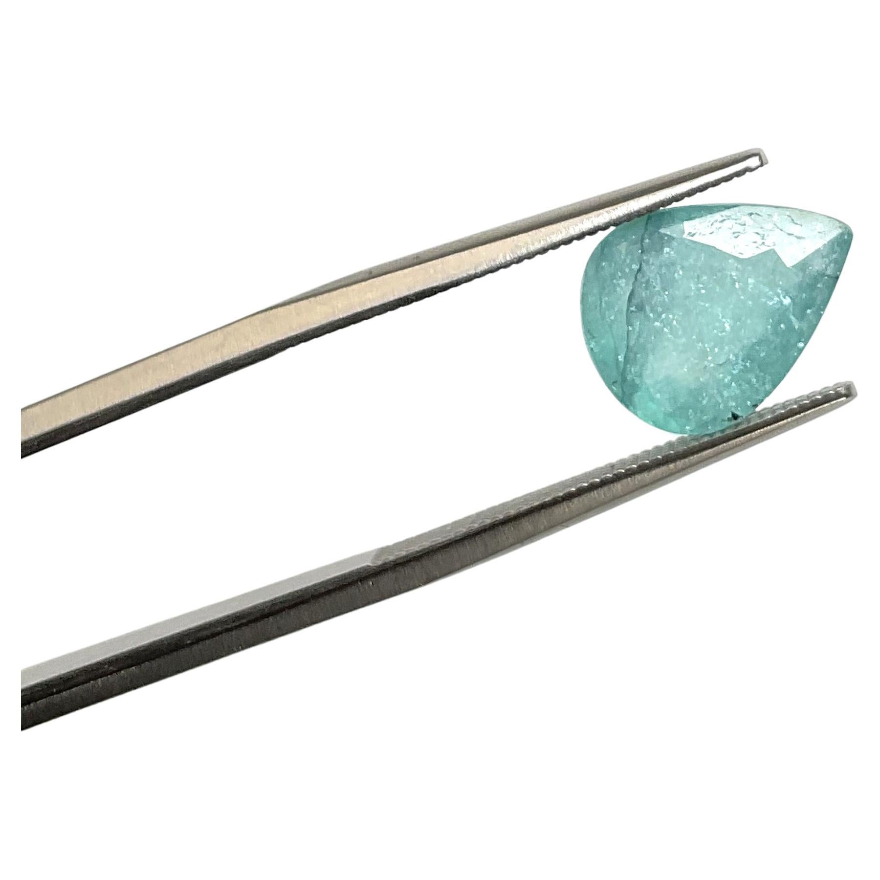 Turmalina Paraiba azul certificada de 3,26 quilates, talla pera, para joyería fina en venta