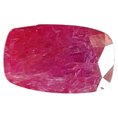 Certified 3.27 Carats Mozambique Ruby Cushion Faceted Cut stone No Heat Natural For Sale