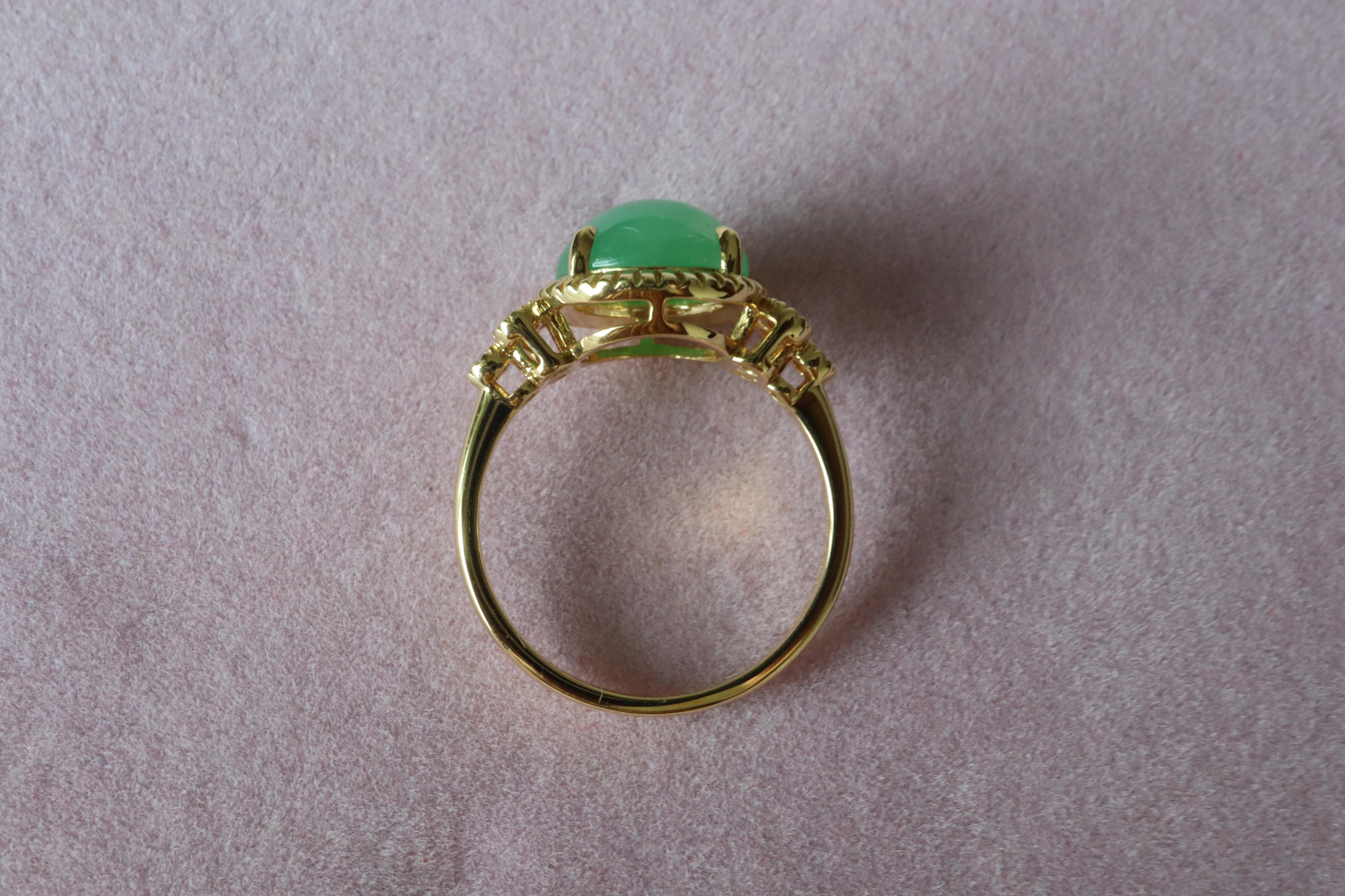 Zertifizierter 3,2 Karat Typ A burmesischer Jadeit-Jade-Ring mit natürlichen Diamanten für Damen oder Herren