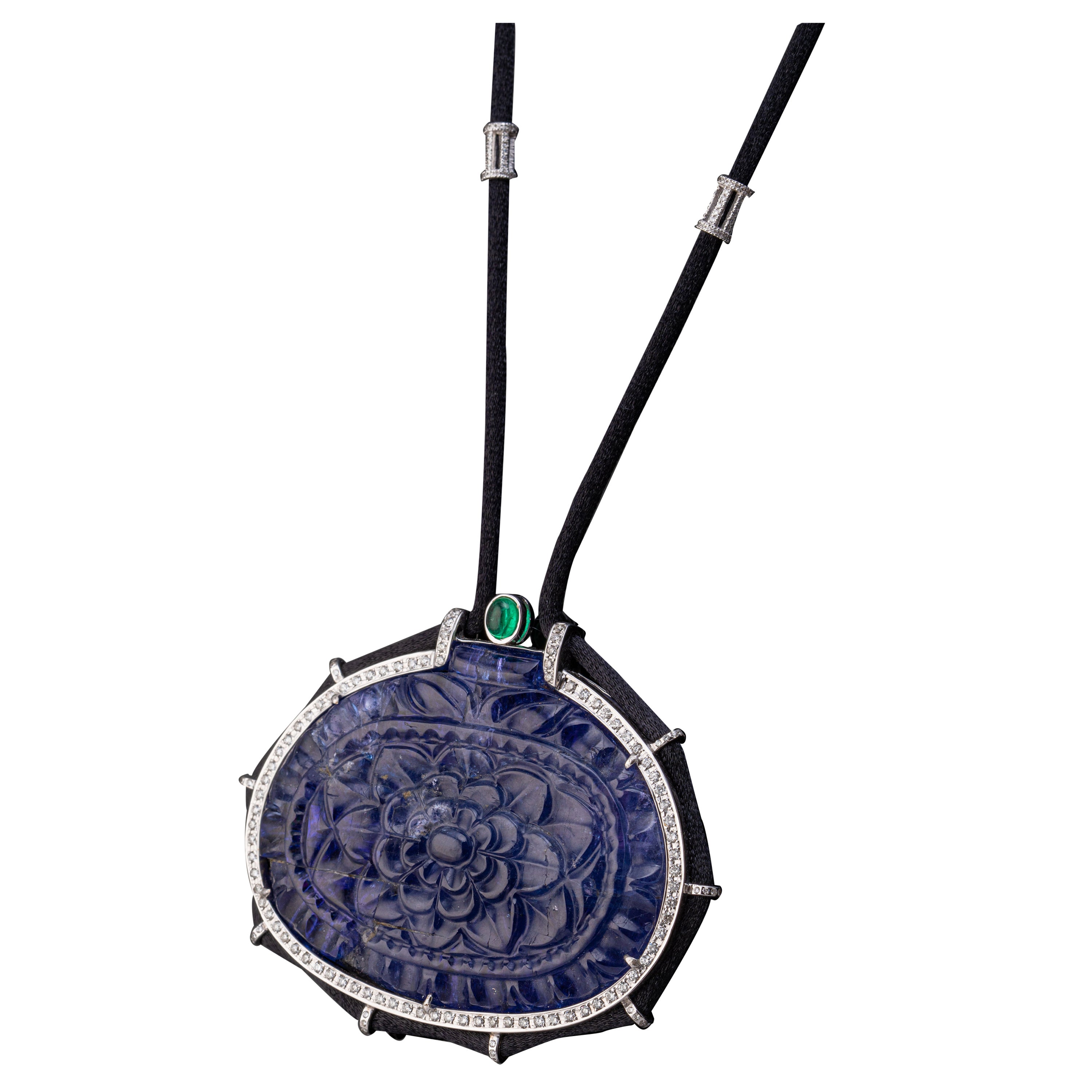 Certified 333 Carat Oval Shaped Tanzanite Diamond Pendant