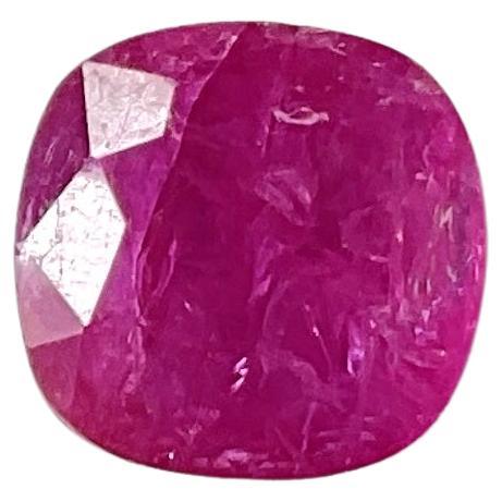 Certified 3.40 Carats Mozambique Ruby Cushion Faceted Cut stone No Heat Natural For Sale