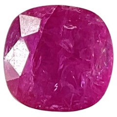 Pierre de rubis du Mozambique certifiée 3,40 carats, taille coussin facettée, non chauffée, naturelle