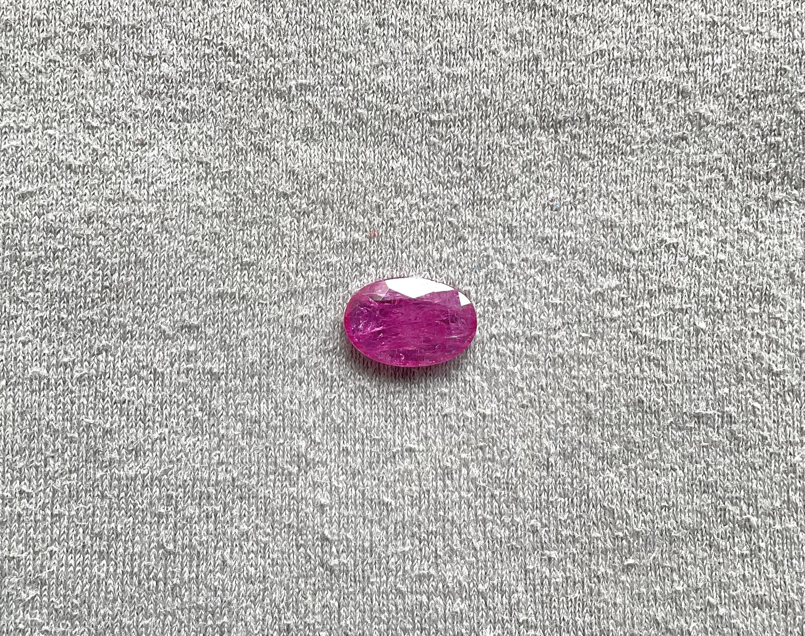 Oval Cut Certified 3.40 Carats Mozambique Ruby Oval Faceted Cut stone No Heat Natural Gem For Sale