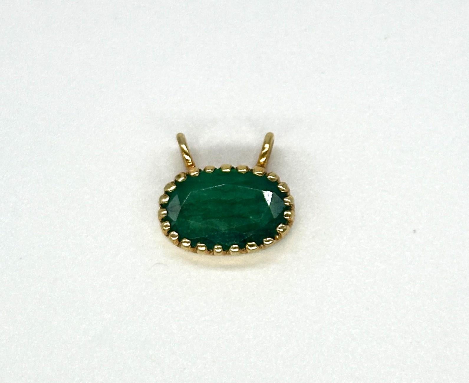 Emerald Cut Certified 3.40ct Emerald Pendant 14k Hallmark Gold Natural Emerald Pendant