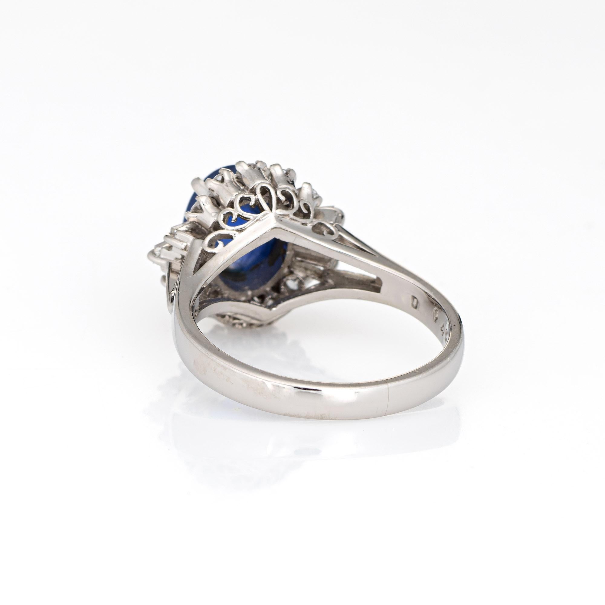 Certified 3.40ct No Heat Ceylon Blue Star Sapphire Diamond Ring Platinum In Good Condition In Torrance, CA