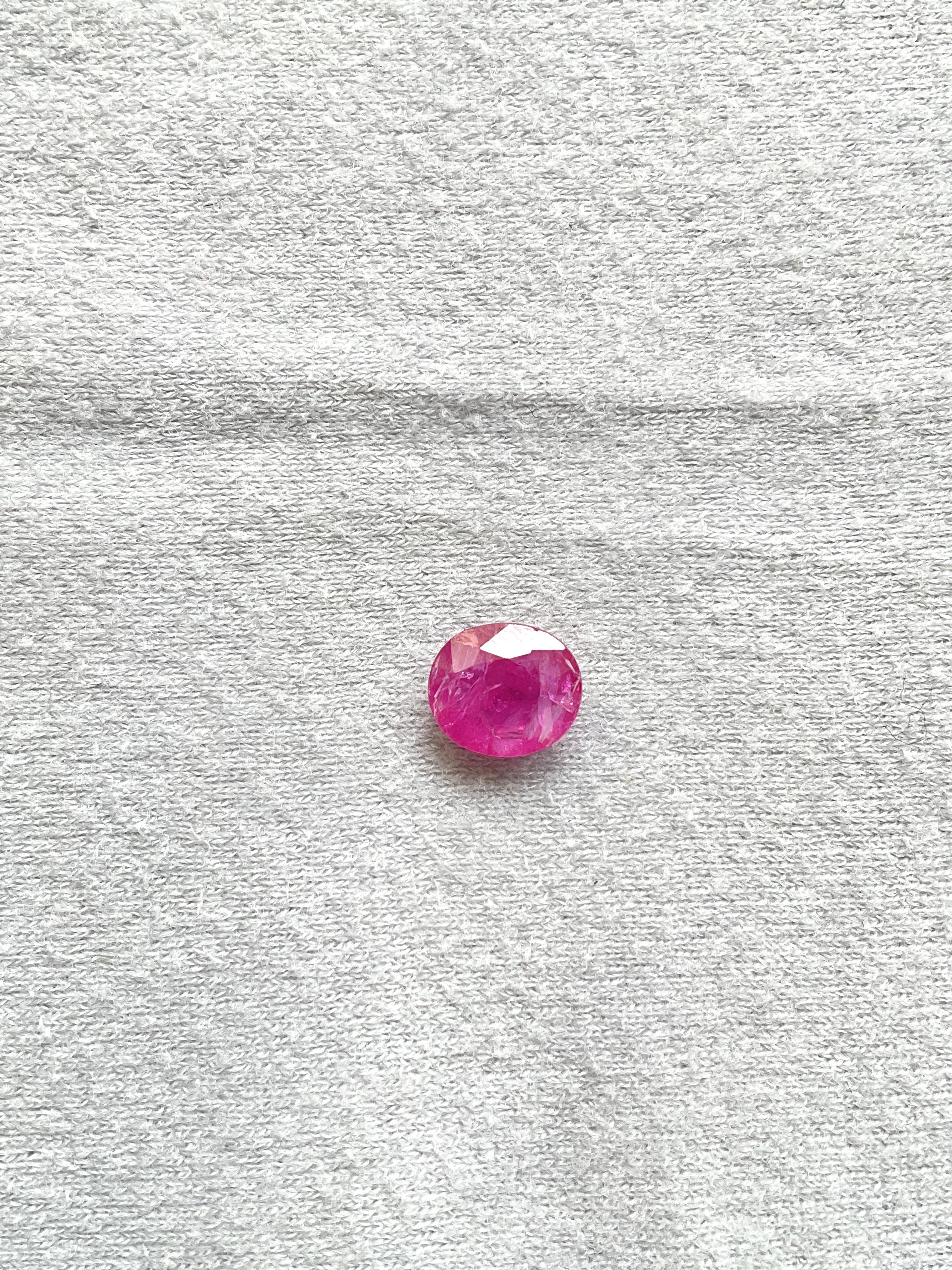Art Deco Certified 3.42 Carats Mozambique Ruby Oval Faceted Cut stone No Heat Natural Gem