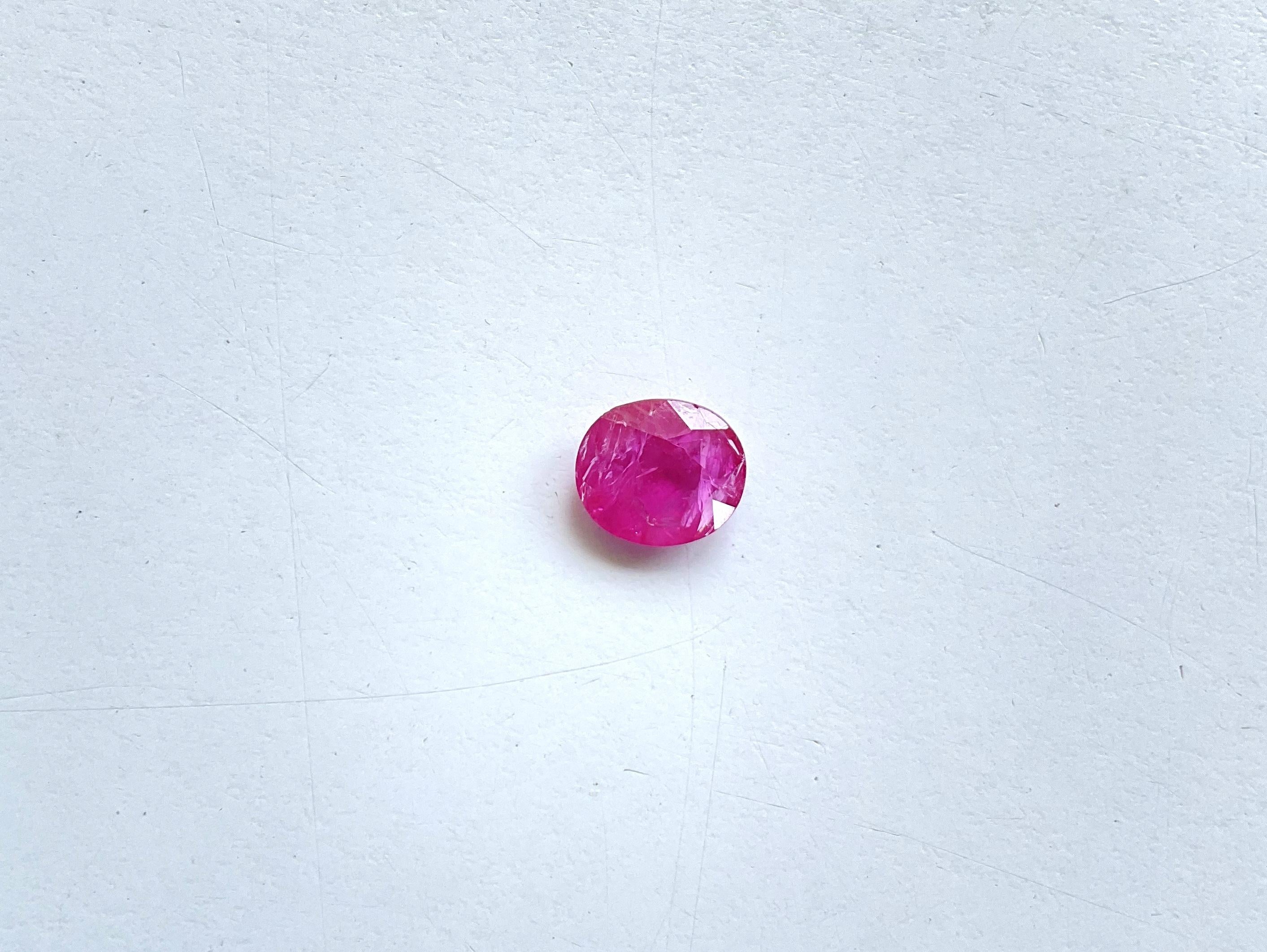 Certified 3.42 Carats Mozambique Ruby Oval Faceted Cut stone No Heat Natural Gem 1