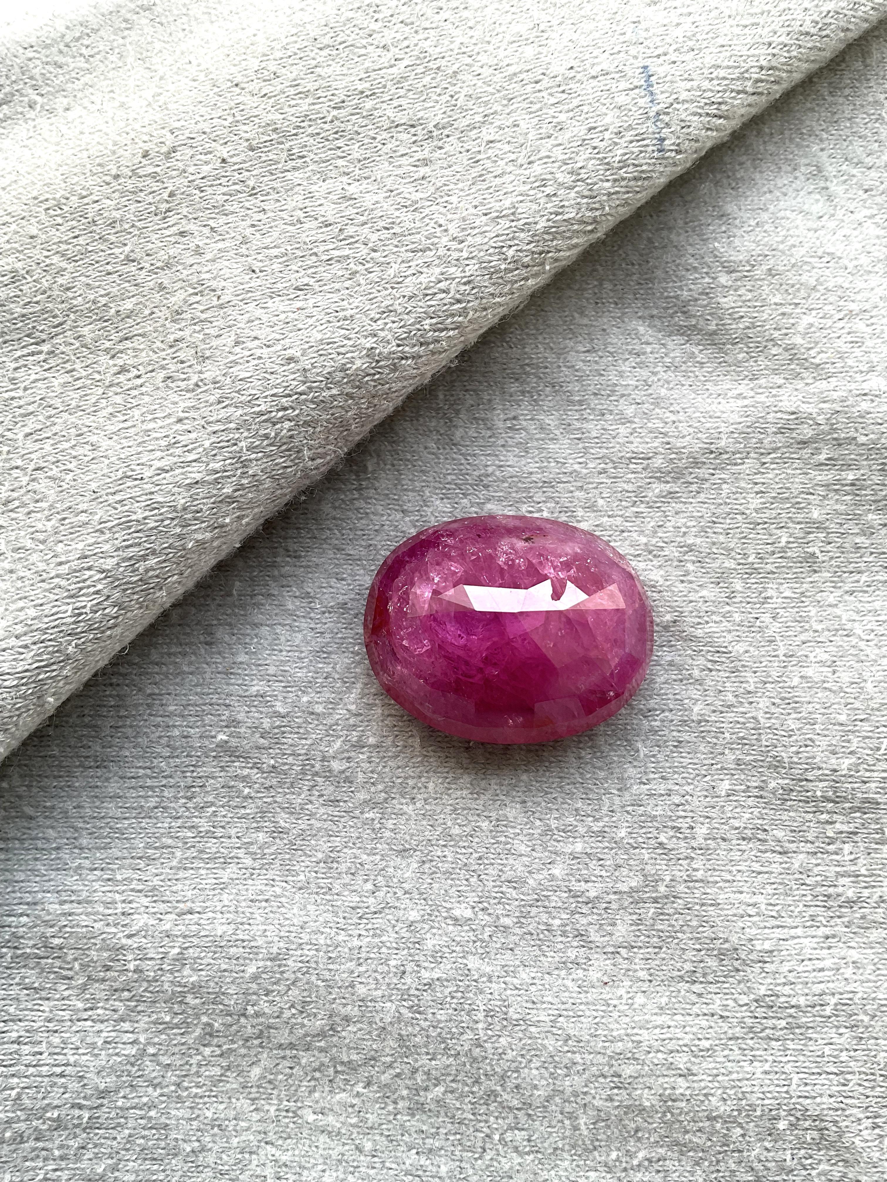 Oval Cut Certified 34.29 Carats Mozambique Ruby Oval Faceted Cutstone No Heat Natural Gem For Sale