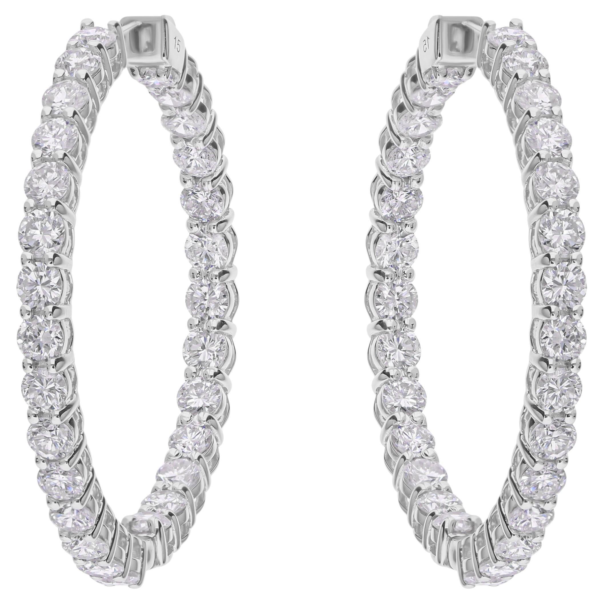 Pendientes de aro con diamante Inside Out certificado SI/H de 3,46 quilates y oro blanco de 18 quilates