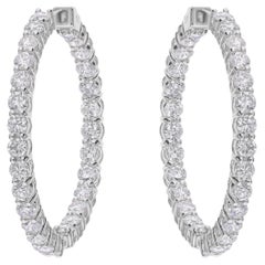 Pendientes de aro con diamante Inside Out certificado SI/H de 3,46 quilates y oro blanco de 18 quilates