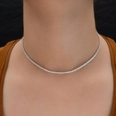 3.47Ct Round Brilliant Diamond Half Eternity Choker Necklace in 14k White Gold