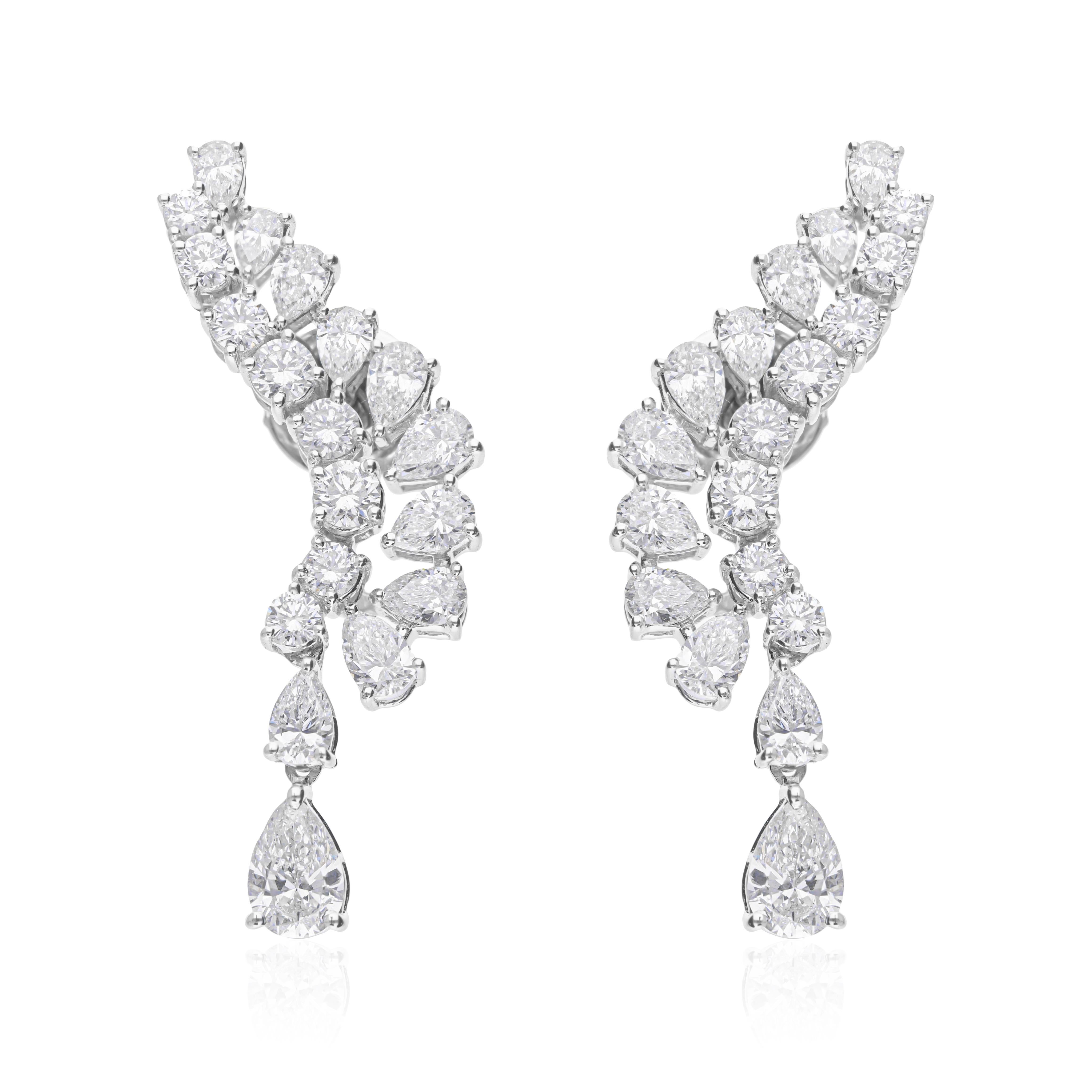 Orecchini a goccia con diamante certificato 3,49Ct SI/H Oro bianco 18 carati