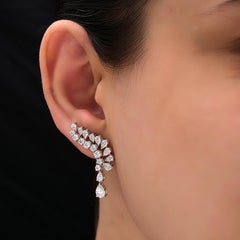 Certified 3.49Ct SI/H Diamond Ear Climber Earrings 14K Gold - All Tariffs Paid