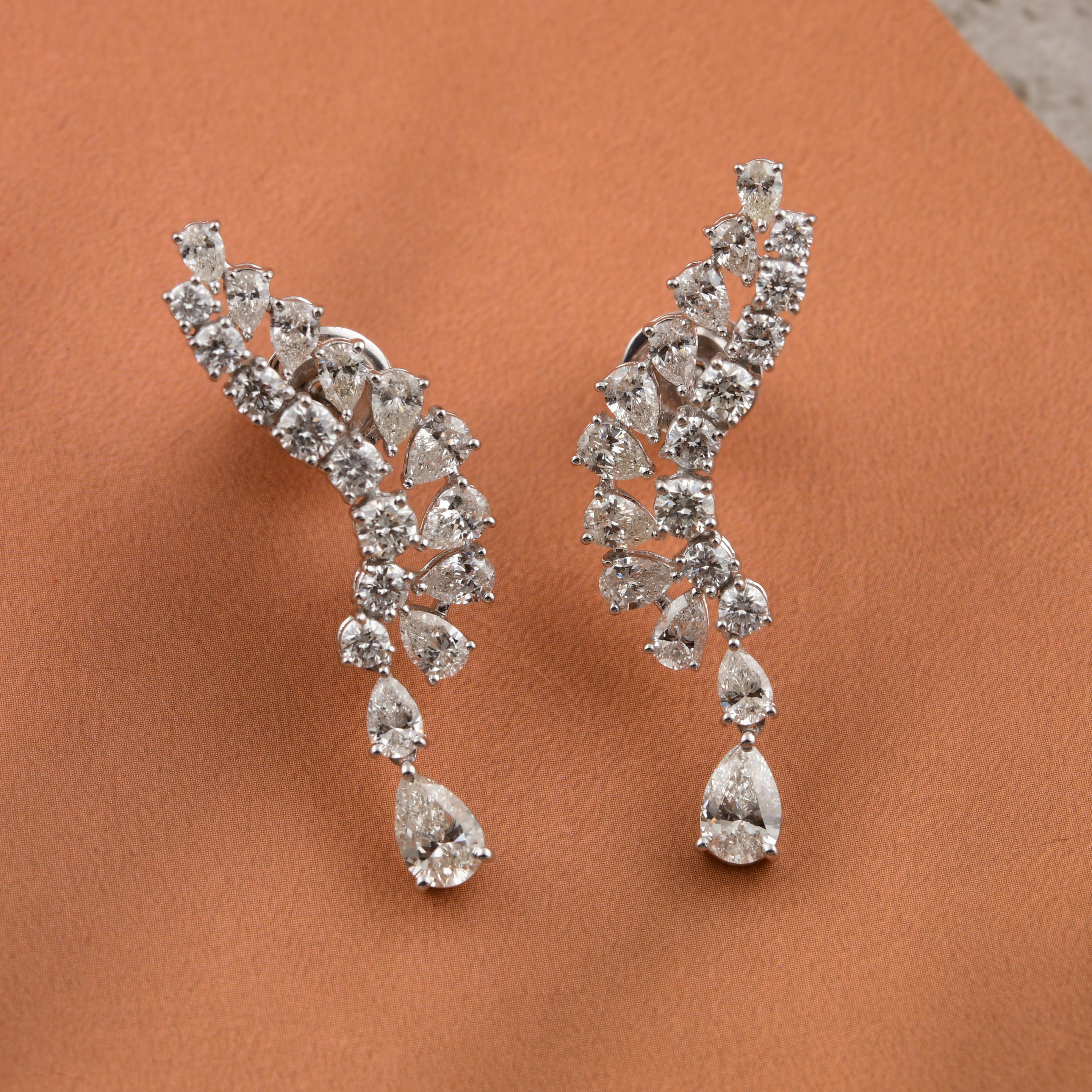 Taglio misto Orecchini con diamanti certificati 3.49Ct SI/H in oro 14K - Tutte le tasse pagate in vendita