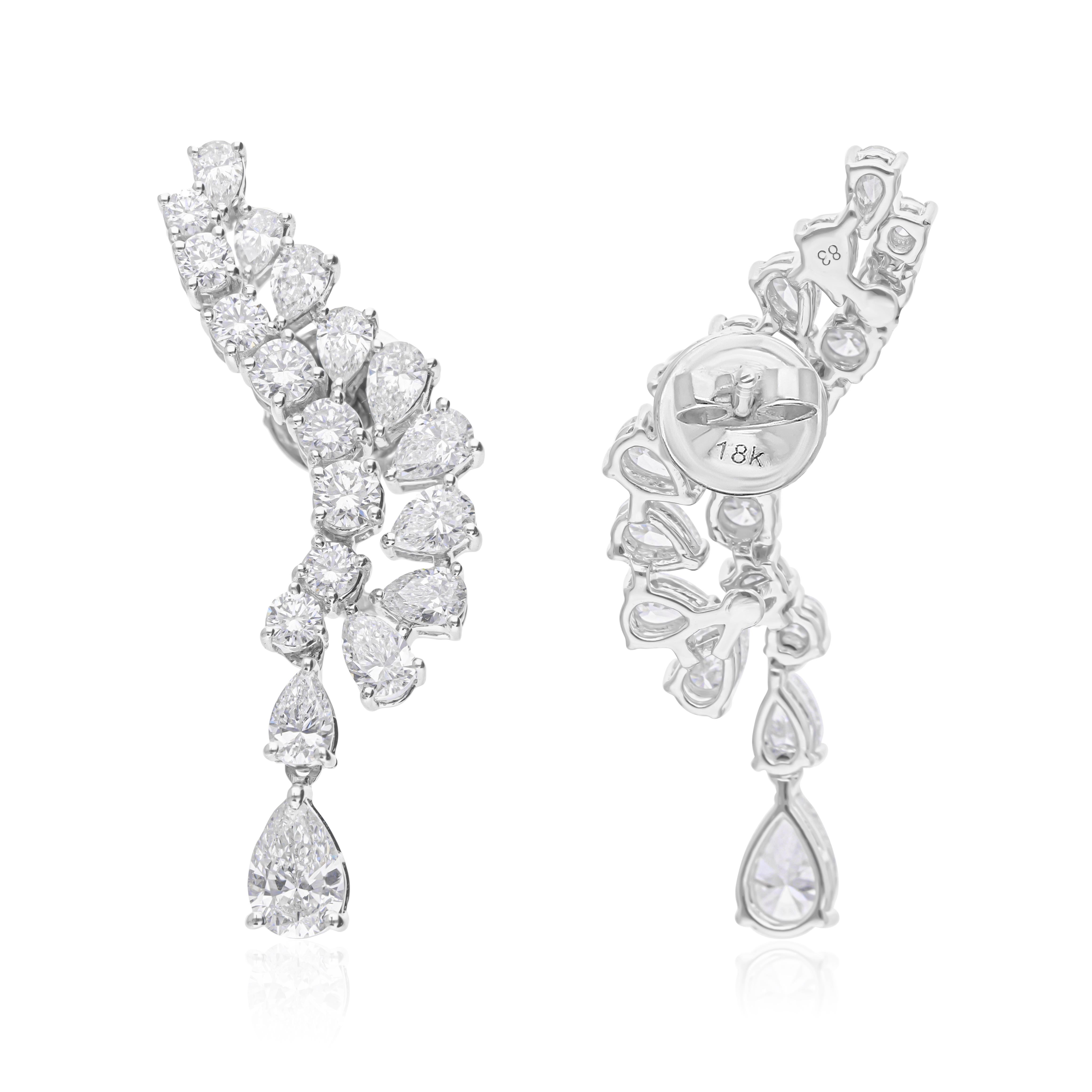 Donna Orecchini con diamanti certificati 3.49Ct SI/H in oro 14K - Tutte le tasse pagate in vendita